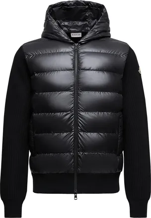 Moncler Moncler Padded Wool Zip-up Hoodie, Men, Black, Size: 3xl