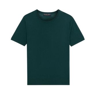 Brooks Brothers Relaxed Diamond Merino Korte Mouw Trui - Dames - T-shirts - Groen - M - Wol - Tops