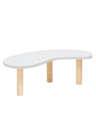 Deco Wood Mesa de centro de madera maciza blanca y natural 100x40cm