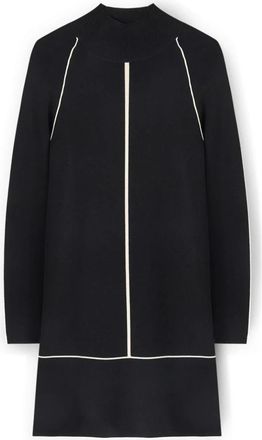 Motivi Gebreide jurk met contrasterende biezen - Dames - Kleedjes - Zwart - L - Nylon - Kleedjes