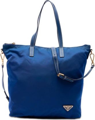 Prada Pre-owned Prada Tessuto Zip Top Convertible Tote Ladies 36I2ADHRTRSHJJHP