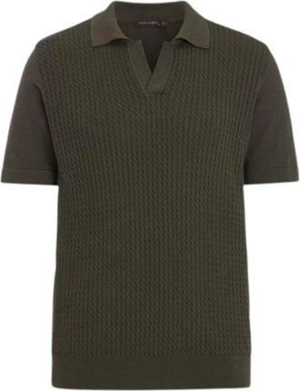Oscar Jacobson Alf Gestructureerde Katoenen Polo - Heren - Polos - Groen - L - Katoen - Tops