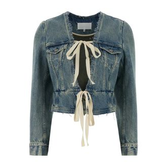 Maison Margiela Denim Jackets, female, Blue, Size: XS Raw-edged Jacket