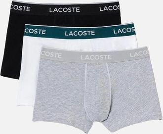Lacoste Mens 3-Pack Casual Boxer Trunks, Black/White/Grey - Size: 32/34/35