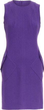 Versace purple boucle wool Medusa button slant pocket dress IT38 XS