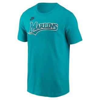 Nike Florida Marlins Cooperstown Wordmark Nike Mens MLB T-Shirt in Blue | N1993GTFMV-0B5