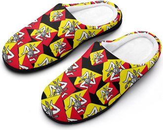 Generic Coat of Arms of Sicilian Trinacria Cotton Slippers for Women Indoor Outdoor Slipper Slip-On Memory Foam Home Shoes
