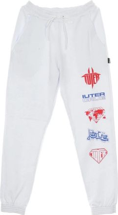 Iuter Witte Tracksuit Broek met Horns 2.0 - Heren - Sweatpants - Wit - XL - Broeken