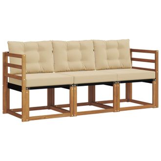 vidaXL Conjunto De Sof&aacute;s De Exterior Con Coj&iacute;n 3 Pcs Natural Y Beige Vidaxl