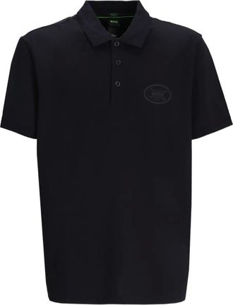 BOSS logo-print polo shirt - Black