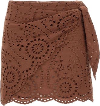 MC2 Saint Barth Earthy Brown Eyelet Mini Skirt