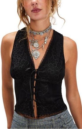 Free People Jaida Lace Vest in Black at Nordstrom Rack, Size X-Large
