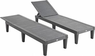 Sweeek Juego de 2 tumbonas multiposición de plástico, negro