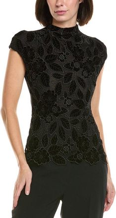 Gracia Floral Lace Front Mock Neck Top