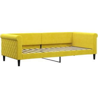 vidaXL Sof&aacute; Cama Sin Colch&oacute;n Terciopelo Amarillo 90x200 Cm Vidaxl