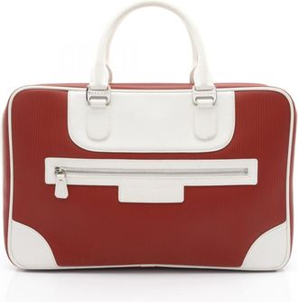 Bulgari Millerighe Red Color White Leather Tote Bag (Pre-Owned)