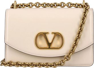Valentino Garavani Kleine leren schoudertas met VLogo - Dames - Schoudertassen - Beige - ONE Size - Leer - Tassen