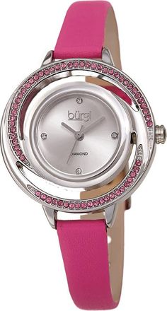 B&uuml;rgi Quartz Diamond Silver Dial Ladies Watch BUR261PK