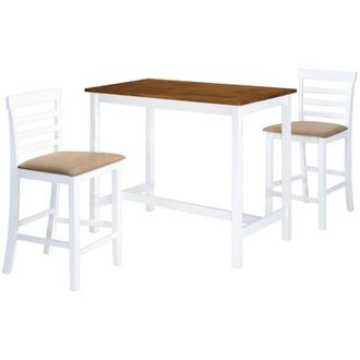 vidaXL Set Tavolo e Sedie da Bar 3 pz Legno Massello Marrone e Bianco - Vidaxl