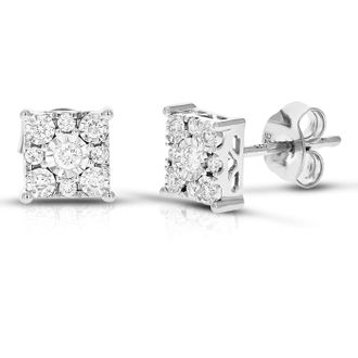 Vir Jewels 1/4 cttw Lab Grown Diamond Composite Earrings in Sterling Silver With Push Backs For Women
