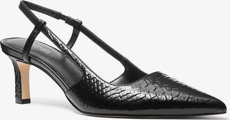 Michael Kors Alora Snake Embossed Leather Slingback Pump