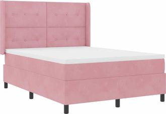 vidaXL Letto Con Box Springs Led E Materasso Rosa 140 X 200 Cm Velluto Vidaxl