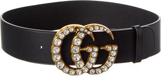 Gucci Gg Crystal Buckle Leather Belt (Authentic Pre-Loved)