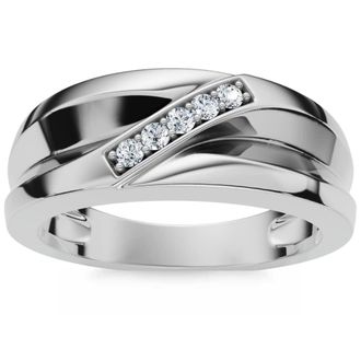 Pompeii3 Mens High Polished White Gold Diamond Anniversary Ring Size Selectable