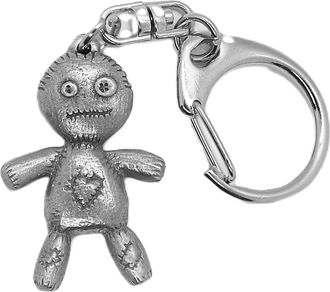 Generic Voodoo Doll Pushgate Keyring with a Grey Burlap Pouch