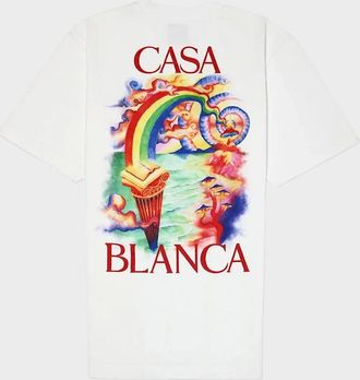 Casablanca Mens Printed T-Shirt Nature Teacher White - Size: 40