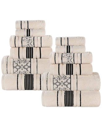 Superior Sadie Zero Twist Cotton Jacquard Floral Absorbent 12Pc Assorted Towel Set