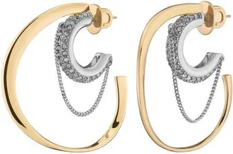 Demarson Callie Pav&eacute; Hoop Earrings in Gold/pave at Nordstrom