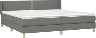 vidaXL Vidaxl - Cama Box Spring Con Colch&oacute;n Tela Gris Oscuro 200x200 Cm