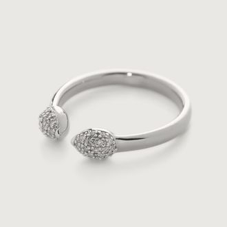 Monica Vinader Sterling Silver Fiji Bud Stacking Diamond Ring Diamond