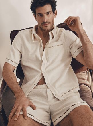 UGG Mens Openwork-detail textured pyjama short