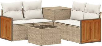 vidaXL Juego De Sof&aacute; 6 Uds. Beige Y Blanco Crema Vidaxl