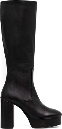 Alohas Black Joanna High Block Heel Leather Boots