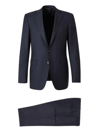Canali notched-lapel single-breasted suit - men - Virgin Wool/Silk - 46 - Blue