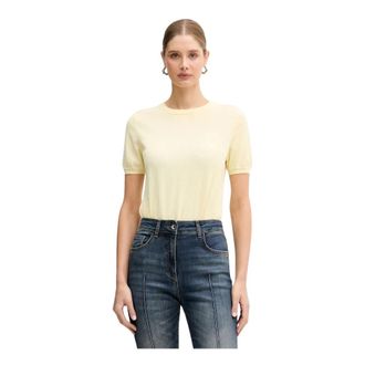 Patrizia Pepe Lichtgebreide T-shirt - Dames - Truien - Geel - Maat: 2XS Katoen