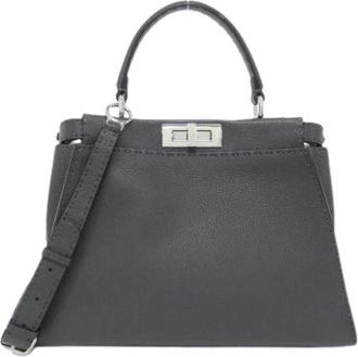 Fendi Pre-owned Selleria Peekaboo Kalfsleren Handtas - Dames - Vintage Handtas - Grijs - ONE Size - Leer - Vintage