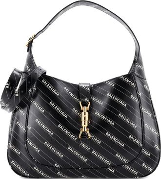 Gucci x Balenciaga The Hacker Project Jackie 1961 Printed Leather Medium hobo bag - Black