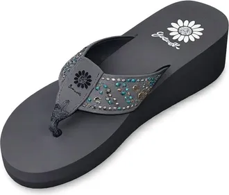 Yellow Box Womens Trisha Flip-Flops In Gray