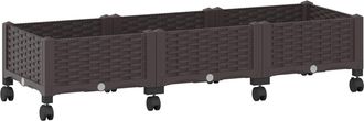 vidaXL Macetero De Jard&iacute;n Con Ruedas Marr&oacute;n 120 X 40 X 29 Cm Pp Vidaxl