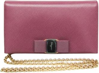 Ferragamo Tweedehands leren portemonnees - Dames - Vintage Accessoires - Roze - ONE Size - Vintage