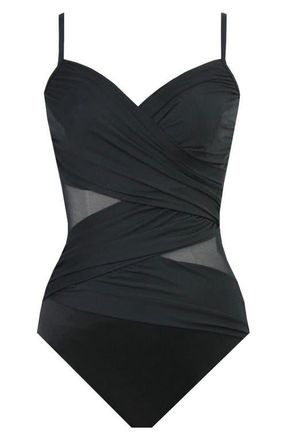 Miraclesuit Mystify Solid Underwire One-Piece Swimsuit in Black at Nordstrom, Size 10Dd