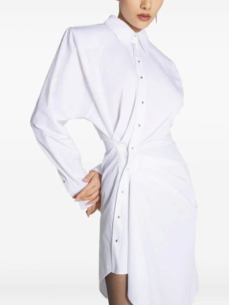 MUGLER padded-shoulder asymmetrical shirt dress - White