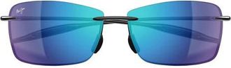 Maui Jim Lighthouse 65mm Polarized Rectangle Sunglasses in Black /Blue at Nordstrom