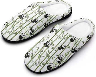 Generic Cute Pandas Cotton Slipper for Women Indoor Outdoor House Shoes Anti-Skid Slippers with Rubber Sole