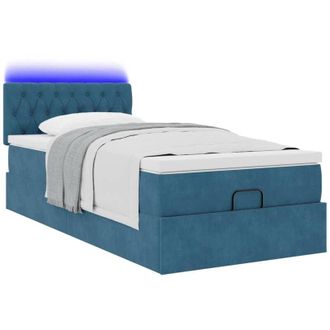 vidaXL Estructura De Cama Otomana Con Colch&oacute;n Terciopelo Azul Oscuro Vidaxl