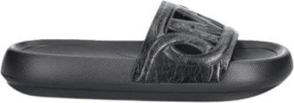 Michael Kors Splash Leather Slide - Dames - Sandalen - Zwart - 38 1/2 EU - Leer - Schoenen